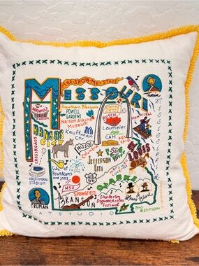 CatStudio Missouri State Illustrated Accent Pillow Embroidered Fringed Trim
